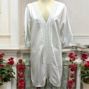 055 Seaspice Resort Wear | Peru NWOT Boho White Tunic Dress (Size S)